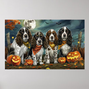 Poster Springer Spaniel Halloween Assustador