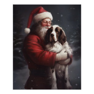 Pôster Springer Spaniel Papai Noel Natal Festivo