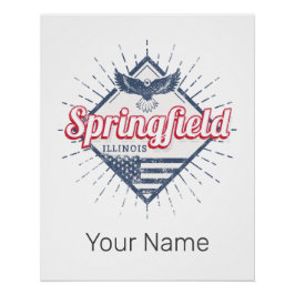 Pôster Springfield City Illinois Estados Unidos Retro EUA