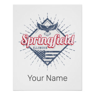 Pôster Springfield City Illinois Estados Unidos Retro EUA