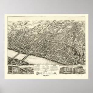 Poster Springfield, Mapa Panorâmico do MÃE - 1875