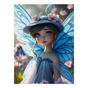 Pôster Springtime Bluebell Fairy Art