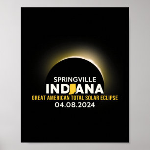 Poster Springville Indiana no Eclipse Solar Total de 2024