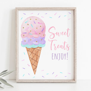 Poster Sprinkles sorvete Doce Ameaça Sinal de Aniversário