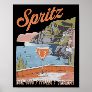 Poster Spritz Veneto Itália Vinho Laranja Vintage Cauda 3