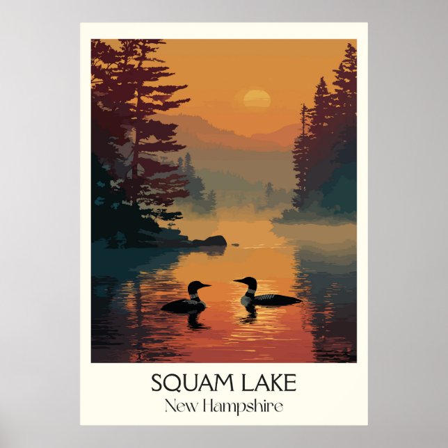 Poster Squam Lake New Hampshire Sunset (Frente)