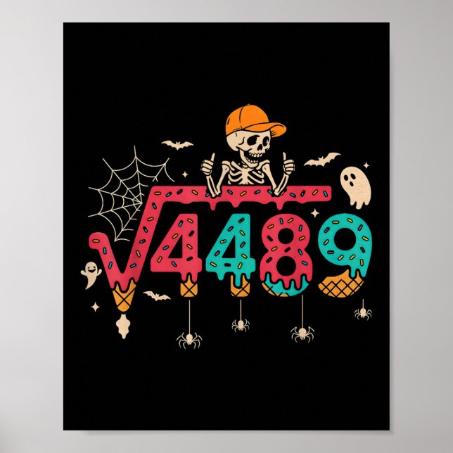 Poster Square Root 4489 Math Teacher Funny 67 Meme Hallow (Frente)