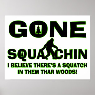 Pôster Squatchin ido Bigfoot nas madeiras