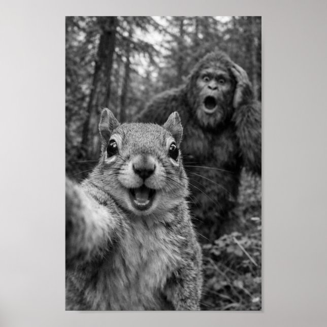 Poster Squirrel Bigfoot Surprised Selfie (Frente)