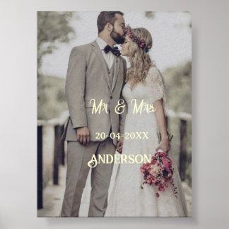 Poster Sr e Sra adicionam nome da família foto data casam
