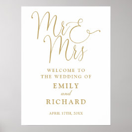 Poster Sr. e Sra. Chic Dourado Sinal de Boas-vindas
