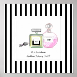Poster Sr. e Sra. Perfume Garrafas Personalizadas Casamen