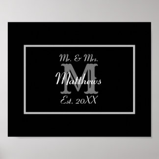 Poster Sr. Elegante e Sra. Monograma Black
