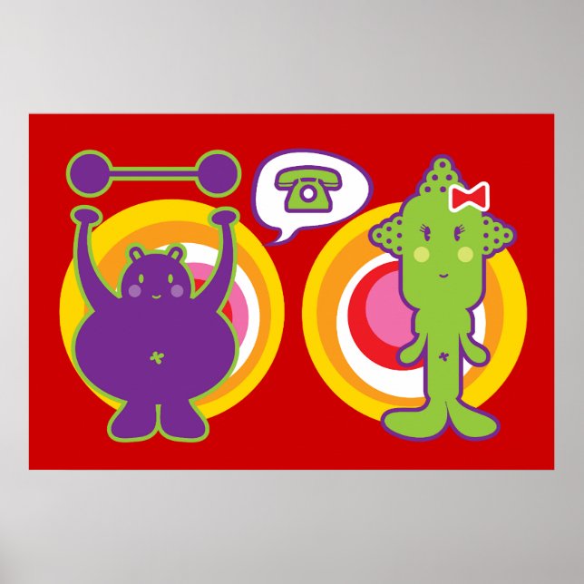 Poster Sr. Roxo & Srta. Verde Personagem de Desenho Anima (Frente)