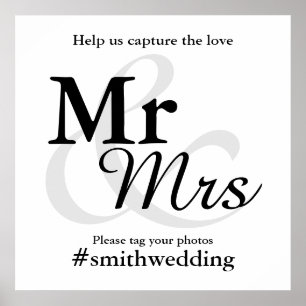 Pôster Sr&Stampa Elegante Tipografia Casamento Hashtag
