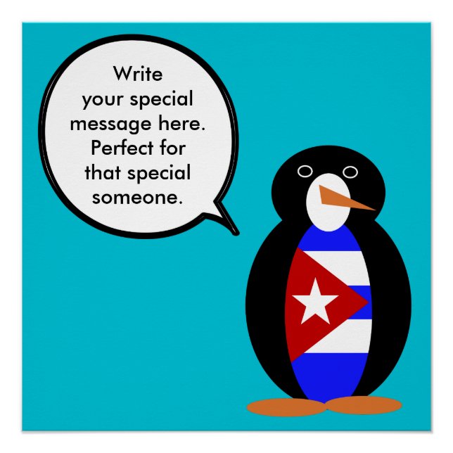 Pôster Sra. Pinguim Cubana Falante Personalizada  (Frente)