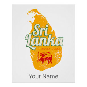 Pôster Sri Lanka - Mapa das Ilhas Feriadas da Vintage Sou