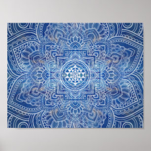 Poster Sri Lanka / Sri Chakra Blue Watercolor