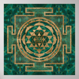 Poster Sri Lanka / Sri Chakra Malachite e ouro