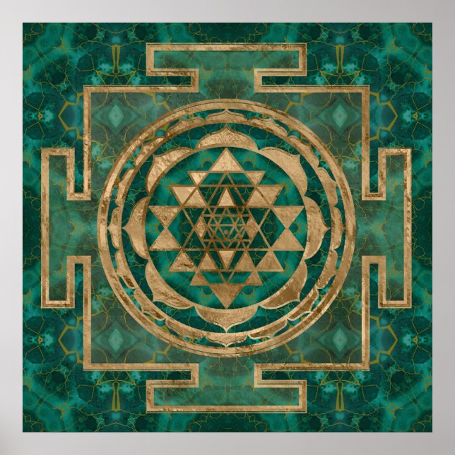 Poster Sri Lanka / Sri Chakra Malachite e ouro (Frente)