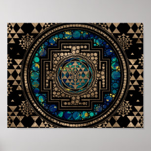 Poster Sri Lanka / Sri Chakra Marble e Dourado