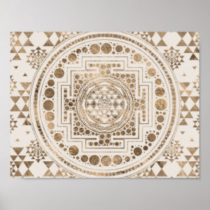 Poster Sri Lanka/Sri Chakra Pastel Dourado