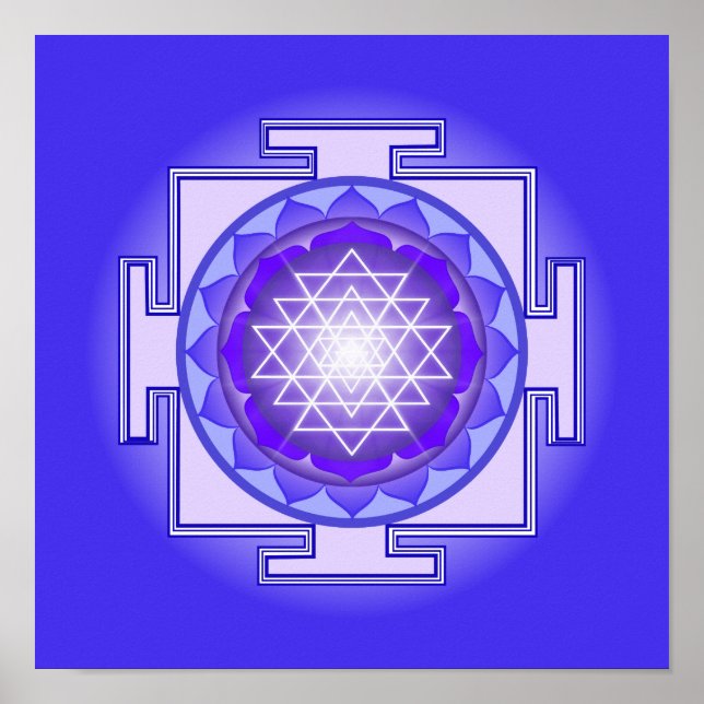 Poster Sri Yantra Mandala Purple and Blue Print (Frente)