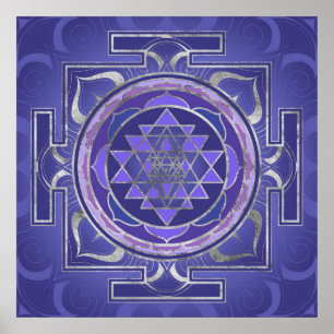 Poster Sri Yantra/roxo e prata de Sri Chakra