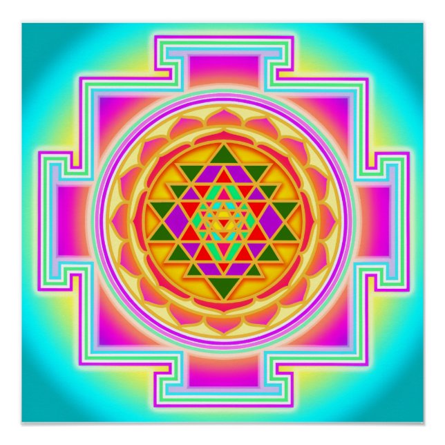 Pôster Sri Yantra Sacred Geometry (Frente)