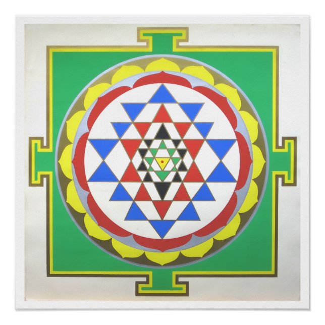 Pôster Sri Yantra Sacred Geometry Poster, Accurate Colors (Frente)