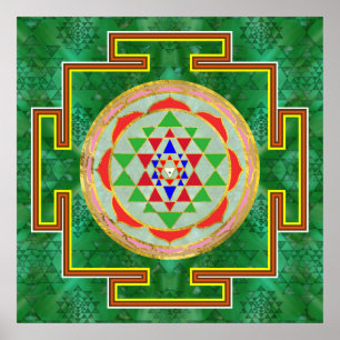 Poster Sri Yantra/Sri Chakra na cor