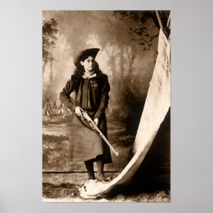 Poster Srta. Annie Oakley com arma, foto de Vintage