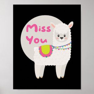 Poster Srta. Kawaii, uma lama branca engraçada com um tex