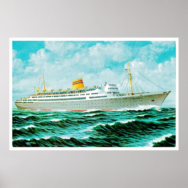 Poster ss Bergensfjord no mar (Frente)