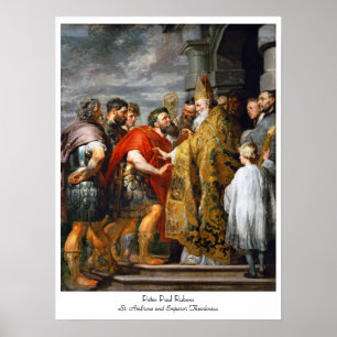 Pôster St Ambrose e imperador Theodosius Paul Rubens