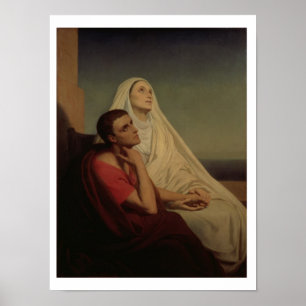 Pôster St Augustine e seu St. Monica da mãe, 1855