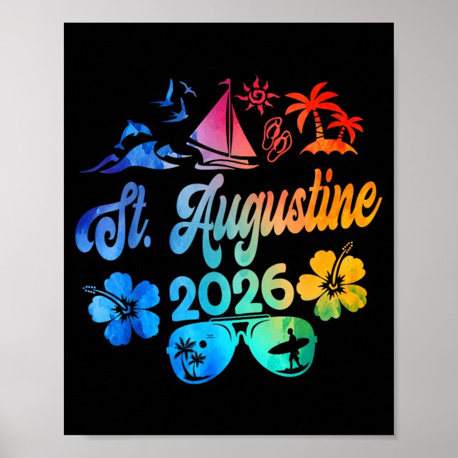 Poster St. Augustine Florida 2026 Vacation Tie Dye Summer (Frente)