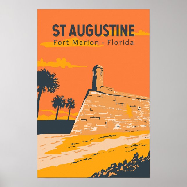 Poster St Augustine Flórida Viagem Arte Vintage (Frente)