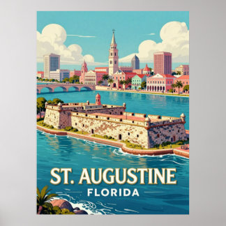 Poster St. Augustine Flórida Viagem Cidade Histórica 🏰