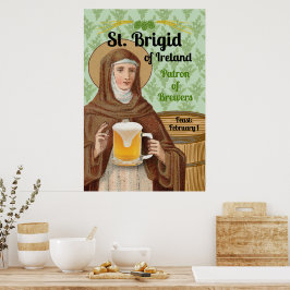 Poster St. Brigid of Ireland and Her Barrel of Beer