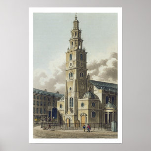 Pôster St. Clement Danes Church, pub. by Rudolph Ackerman