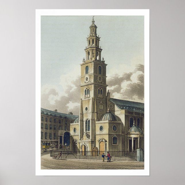 Pôster St. Clement Danes Church, pub. by Rudolph Ackerman (Frente)