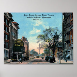 Poster St. da corte, o teatro do Shea, búfalo, vintage d