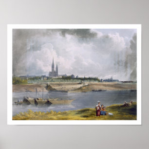 Poster St Denis, das "vistas no Seine", gravado perto