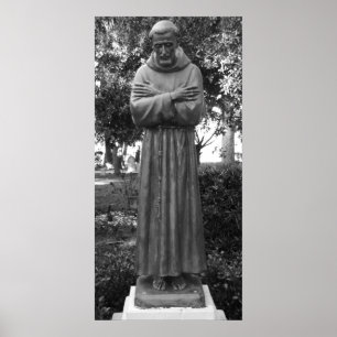 Pôster St Francis da foto preto e branco da estátua de