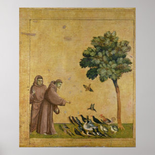 Pôster St Francis de Assisi que preaching aos pássaros