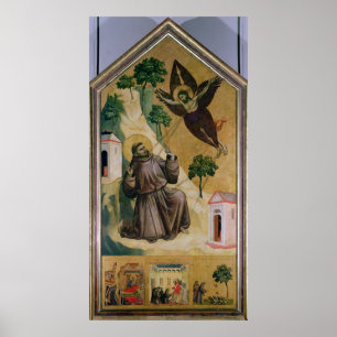 Pôster St Francis que recebe os Stigmata, c.1295-1300