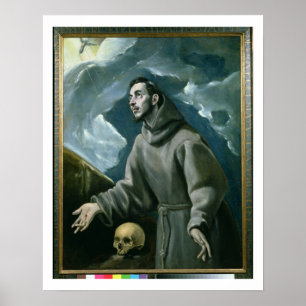 Poster St Francis que recebe os Stigmata (óleo em canvas
