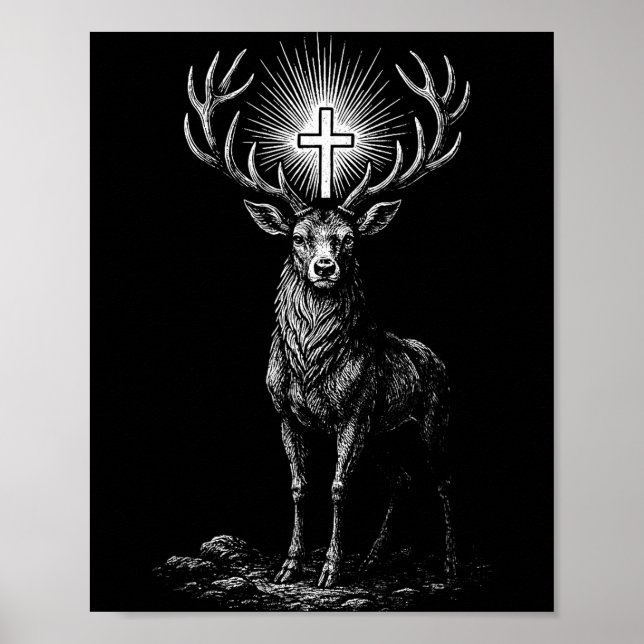 Poster St. Hubert Hubertus Padroeiro dos Caçadores Cervo  (Frente)