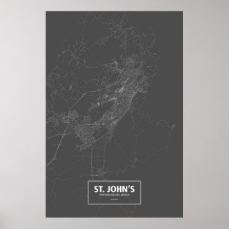 Poster St. John's, Terra Nova e Labrador (branco no preto